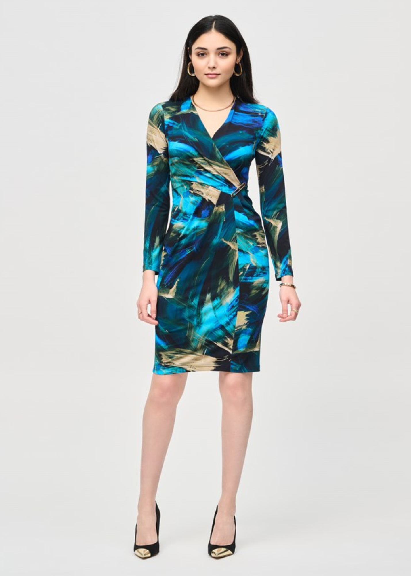 Joseph Ribkoff Silky Knit Abstract Print Wrap Dress