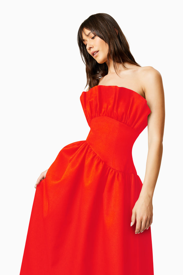 Elliatt Laurel Structured Ruffle Red Dress
