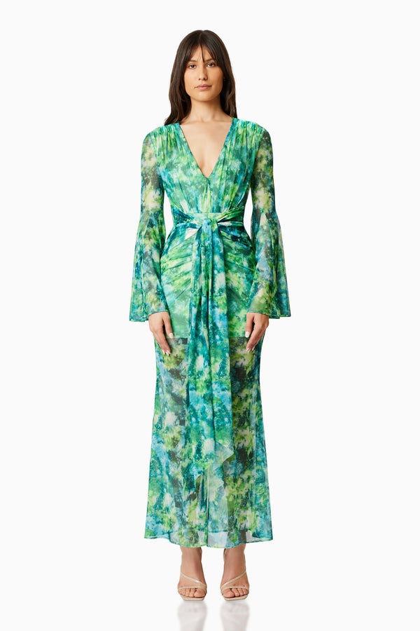 Serene - Elliatt Jonquil Long Sleeve Maxi Dress in Green