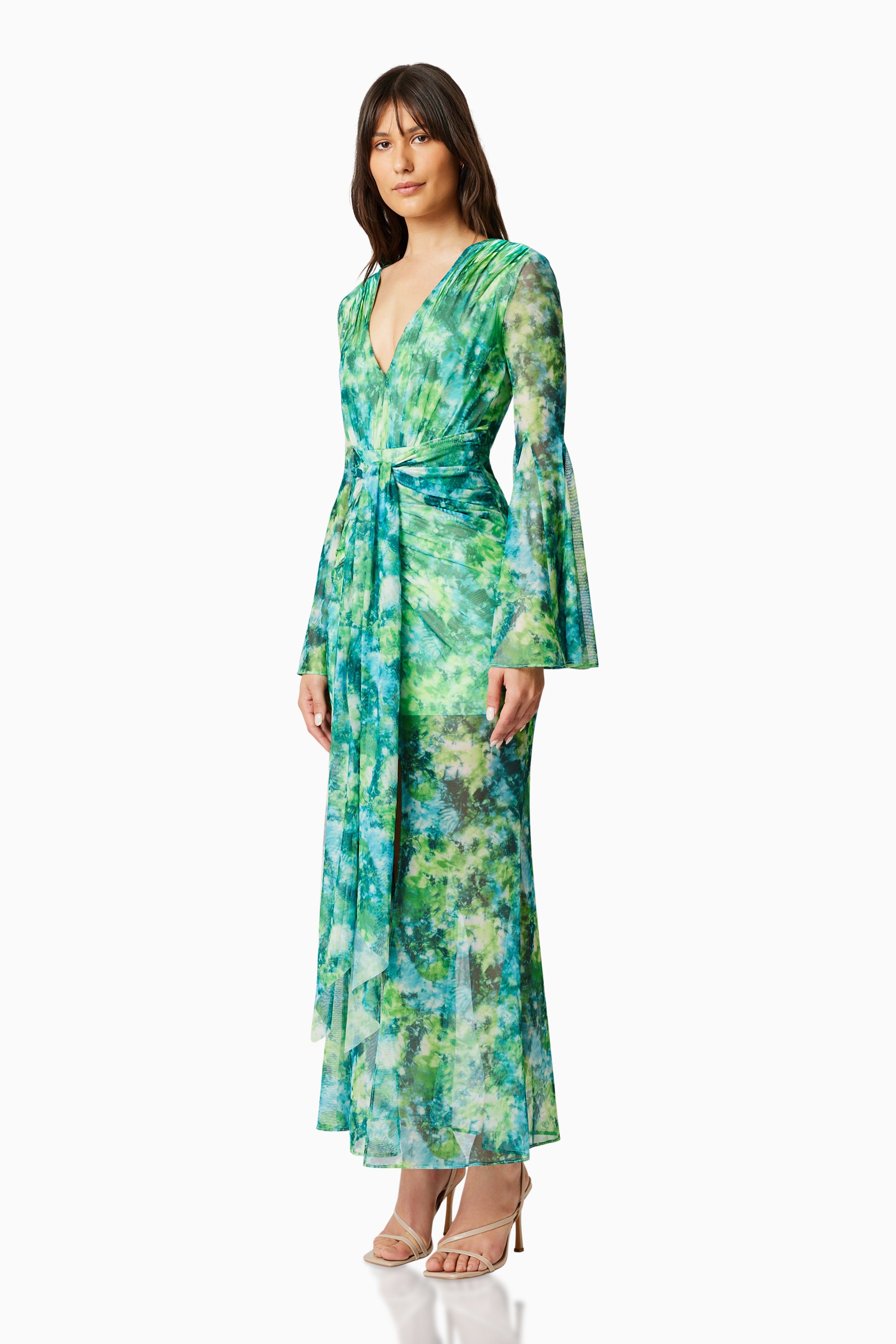 Serene - Elliatt Jonquil Long Sleeve Maxi Dress in Green