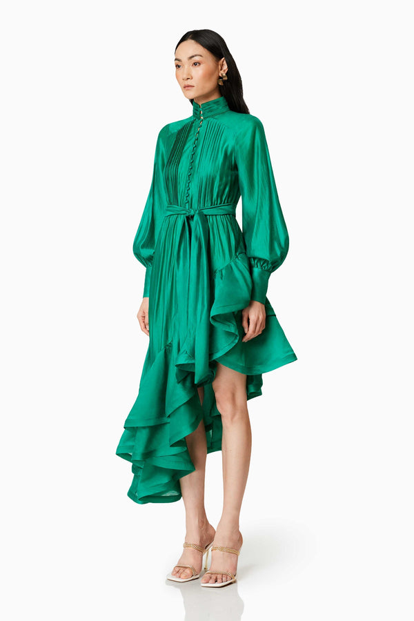 Elliatt Honeymoon Long Sleeve Maxi Dress In Green