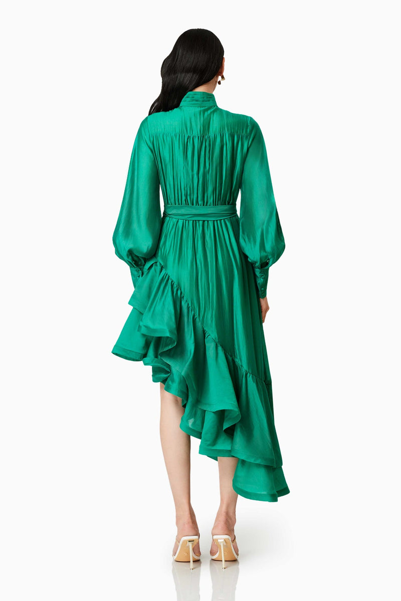 Elliatt Honeymoon Long Sleeve Maxi Dress In Green