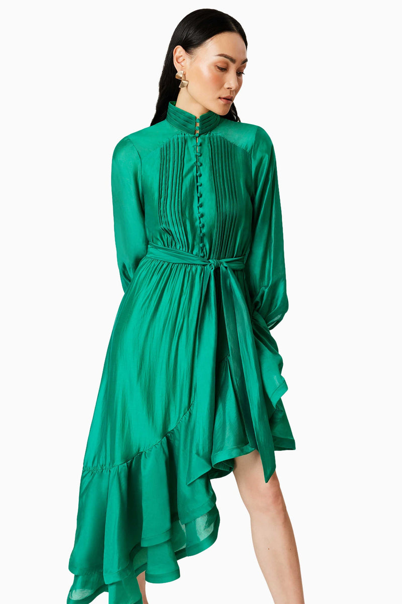 Elliatt Honeymoon Long Sleeve Maxi Dress In Green