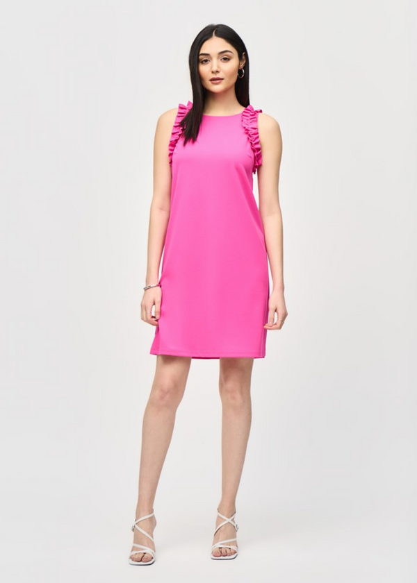 Joseph Ribkoff Ultra Pink Scuba Crepe Sleeveless Straight Dress