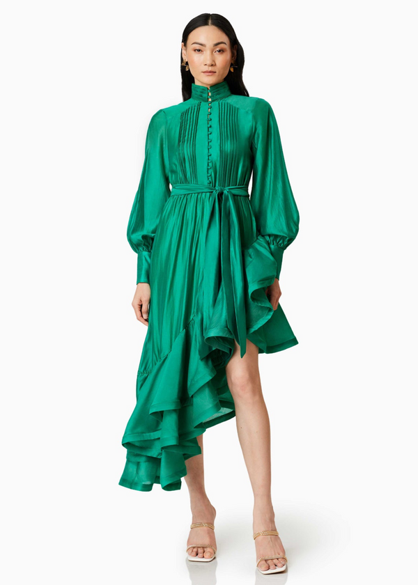 Elliatt Honeymoon Long Sleeve Maxi Dress In Green
